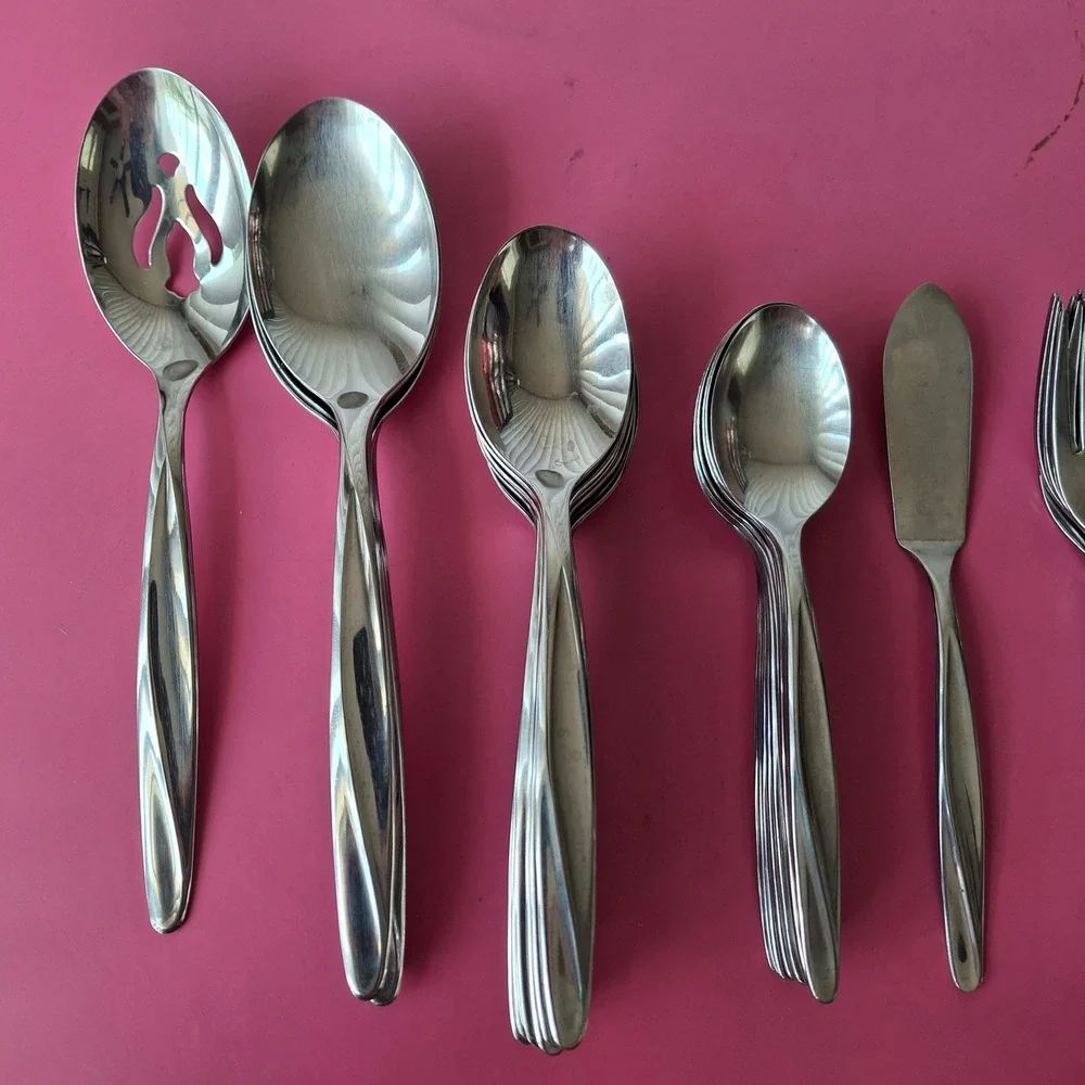 Vintage Insico Stainless Flatware Set Topic 40 pc MCM Silverware USA 1960s